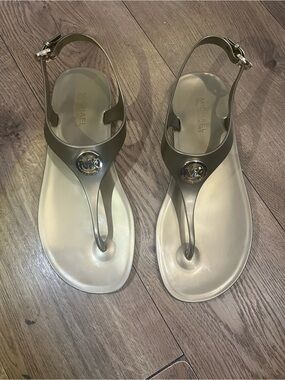 Michael Kors Metallic Gold Jelly Logo Slingback Sandals